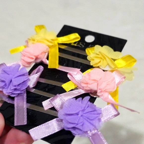 Dolls Kill x Ciel Hair Accessories Rare Set of 6 Pastel Silky Ribbon Floral Clip - Picture 3 of 7